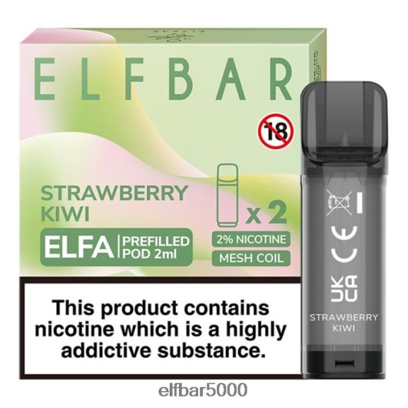 ELFBAR elfa esitäytetty pod - 2ml - 20mg (2 pakkausta) 6R28V2107 | Elf Bar 5000 Puff mansikka kiivi