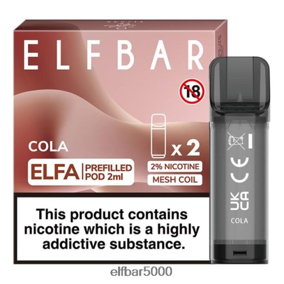 ELFBAR elfa esitäytetty pod - 2ml - 20mg (2 pakkausta) 6R28V2109 | Elf Bar 5000 Sweet Menthol cola