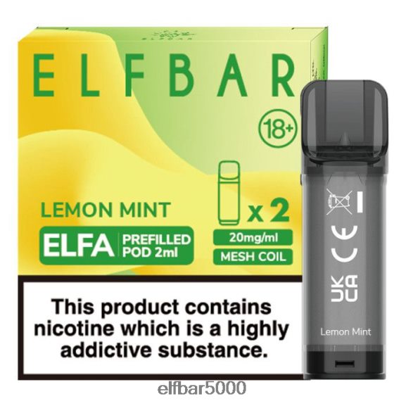 ELFBAR elfa esitäytetty pod - 2ml - 20mg (2 pakkausta) 6R28V2110 | Elf Bar 5000 Charge Time sitruuna minttu