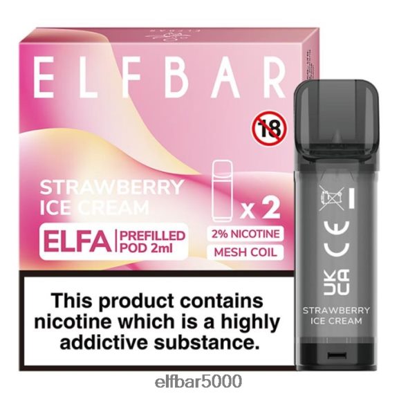 ELFBAR elfa esitäytetty pod - 2ml - 20mg (2 pakkausta) 6R28V2115 | Elf Bar Suomi mansikkajäätelö