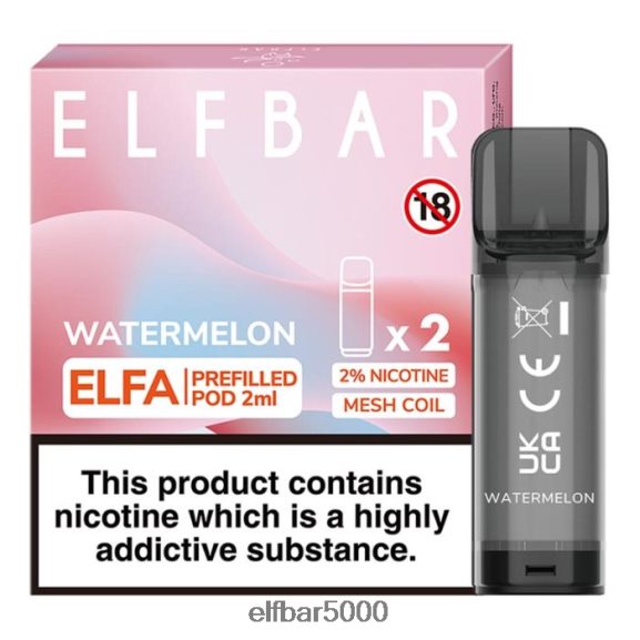 ELFBAR elfa esitäytetty pod - 2ml - 20mg (2 pakkausta) 6R28V2119 | Elfbar Bc5000 Ebdesign sininen razz-limonadi