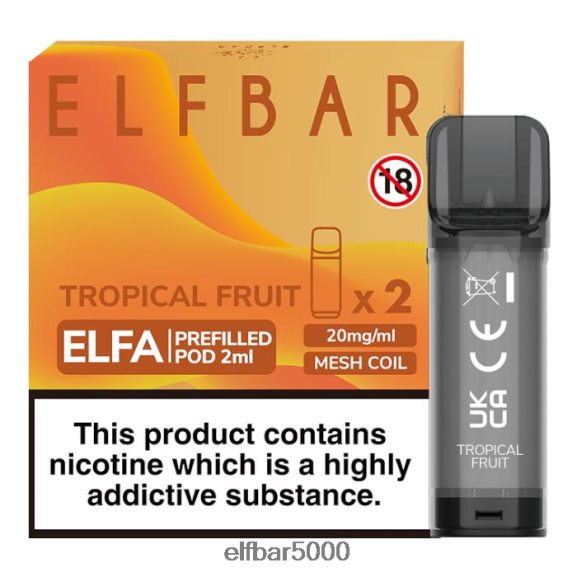 ELFBAR elfa esitäytetty pod - 2ml - 20mg (2 pakkausta) 6R28V2120 | Elfbar Bc5000 Review trooppinen hedelmä