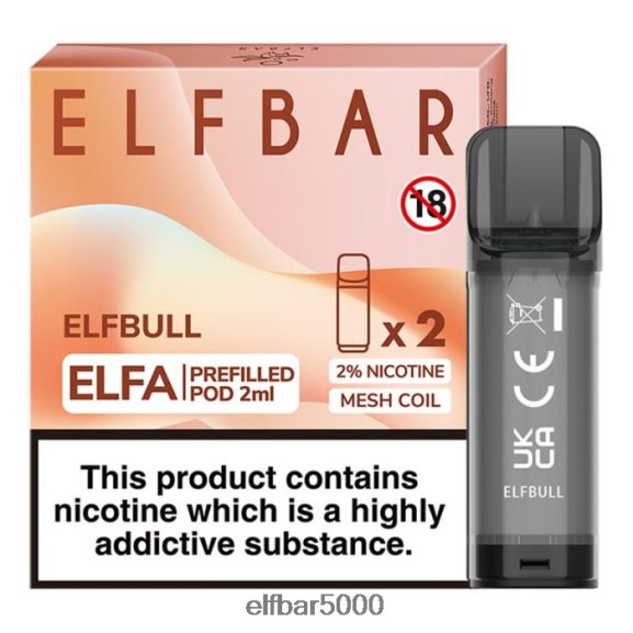 ELFBAR elfa esitäytetty pod - 2ml - 20mg (2 pakkausta) 6R28V2128 | Elf Bar 5000 Energy tonttu härkä