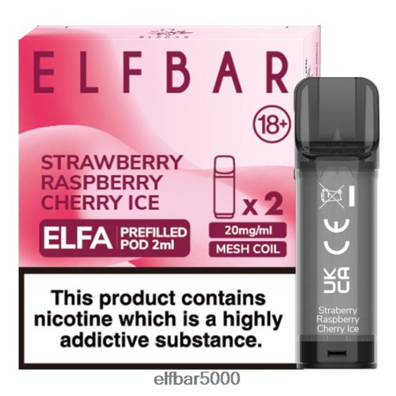 ELFBAR elfa esitäytetty pod - 2ml - 20mg (2 pakkausta) 6R28V2129 | Elf Bar 5000 Sweet Menthol mansikka vadelma kirsikkajää