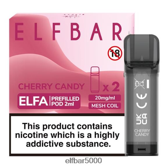 ELFBAR elfa esitäytetty pod - 2ml - 20mg (2 pakkausta) 6R28V2131 | Elf Bar 5000 Bc kirsikka karkkia