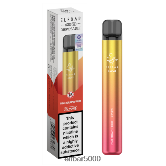 ELFBAR 600v2 kertakäyttöinen vape - 20mg 6R28V219 | Elfbar Bc5000 Ebdesign vaaleanpunainen greippi