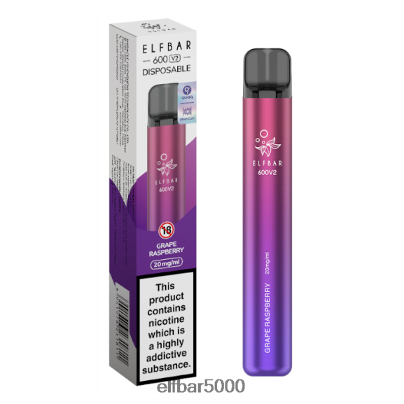 ELFBAR 600v2 kertakäyttöinen vape - 20mg 6R28V224 | Elfbar Bc5000 Europe rypäle vadelma